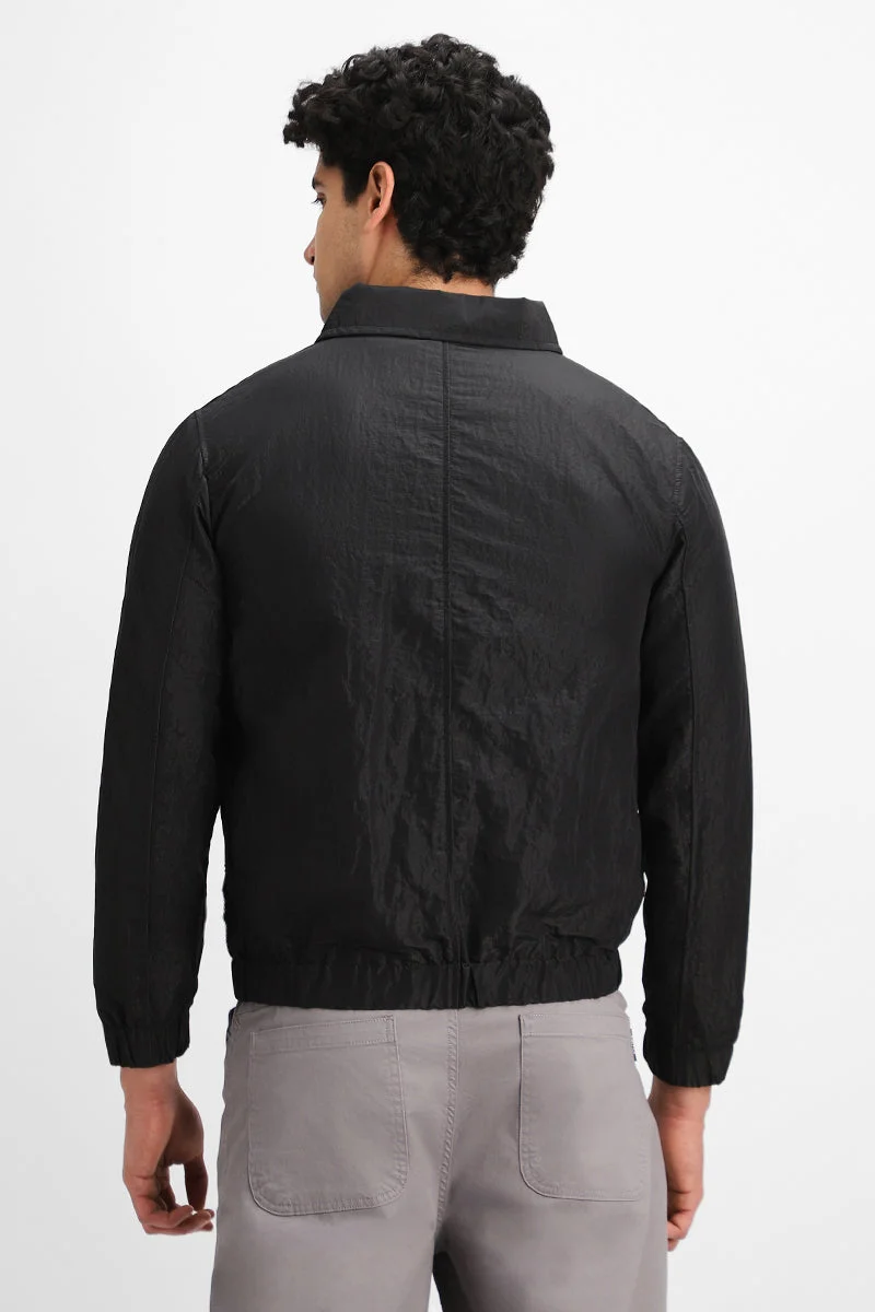 SNITCH Black Textured Bomber Jacket for Men | Best Price UAE